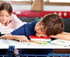 школьник спит на уроке