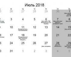 Выходные дни в Украине в июле 2018 года