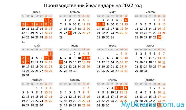 Календарь работы на 2022 год