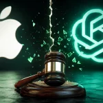 Судовий молоток між логотипами Apple та OpenAI під час позову за таємниці