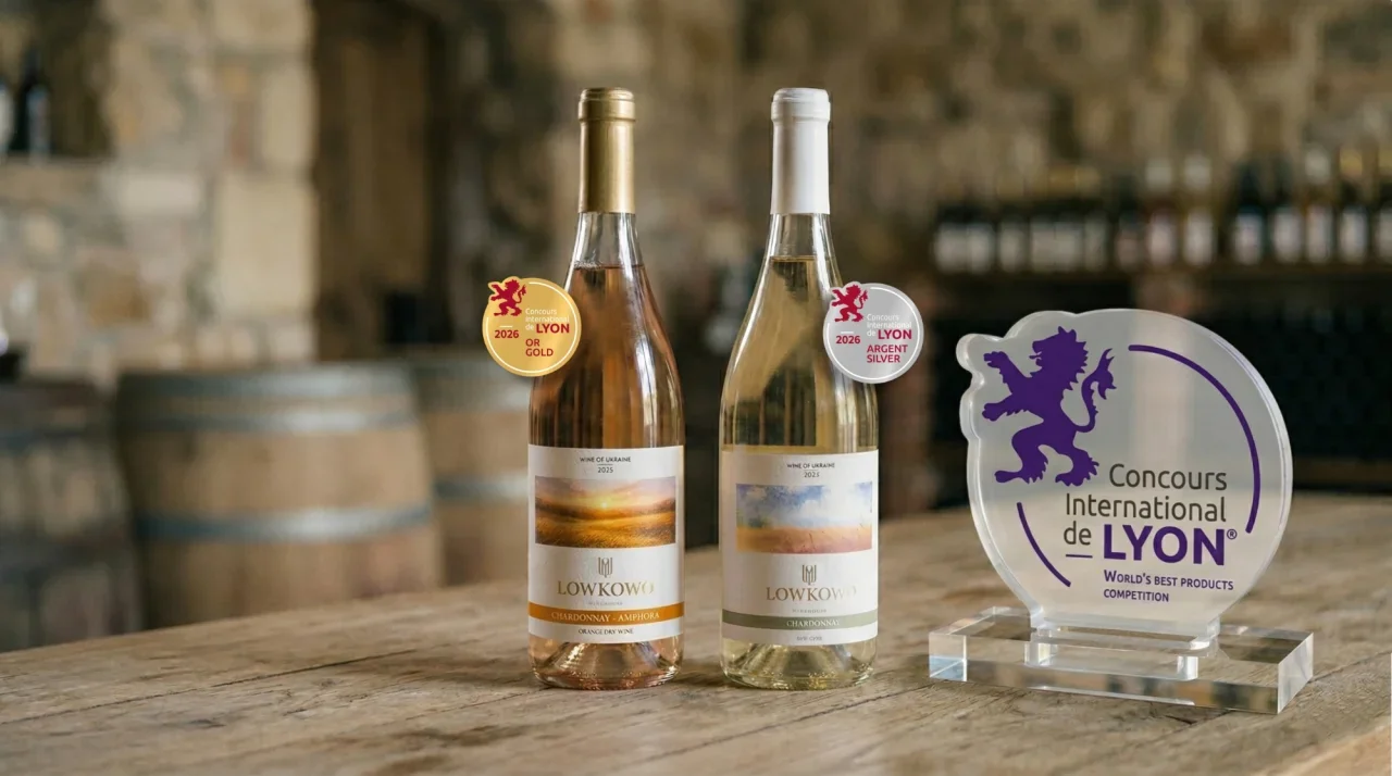 Две бутылки вина Lowkowski с наградами Lyon Wine Awards 2026