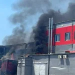 Палаючий склад у Полтавському районі після удару російського дрона